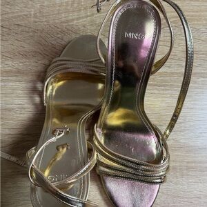 MNG Gold Strappy Heels